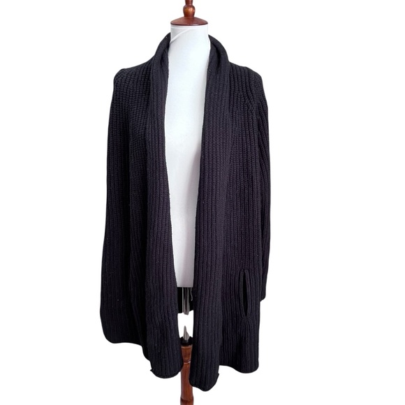 Max Studio Sweaters - Max Studio Woman Black Cable Knit acrylic/wool blend open cardigan size 1X